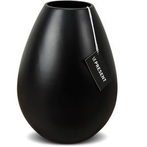 Drop Wide Ceramic Vases, Black, 8.6"